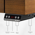 63x29 Executive Height Adjustable Standing Desk with Walnut Desktop and Drawers