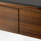 63x23 L-Shaped Height Adjustable Executive Desk, Black and Gold Sintered Stone