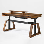 63x29 Executive Height Adjustable Standing Desk with Walnut Desktop and Drawers