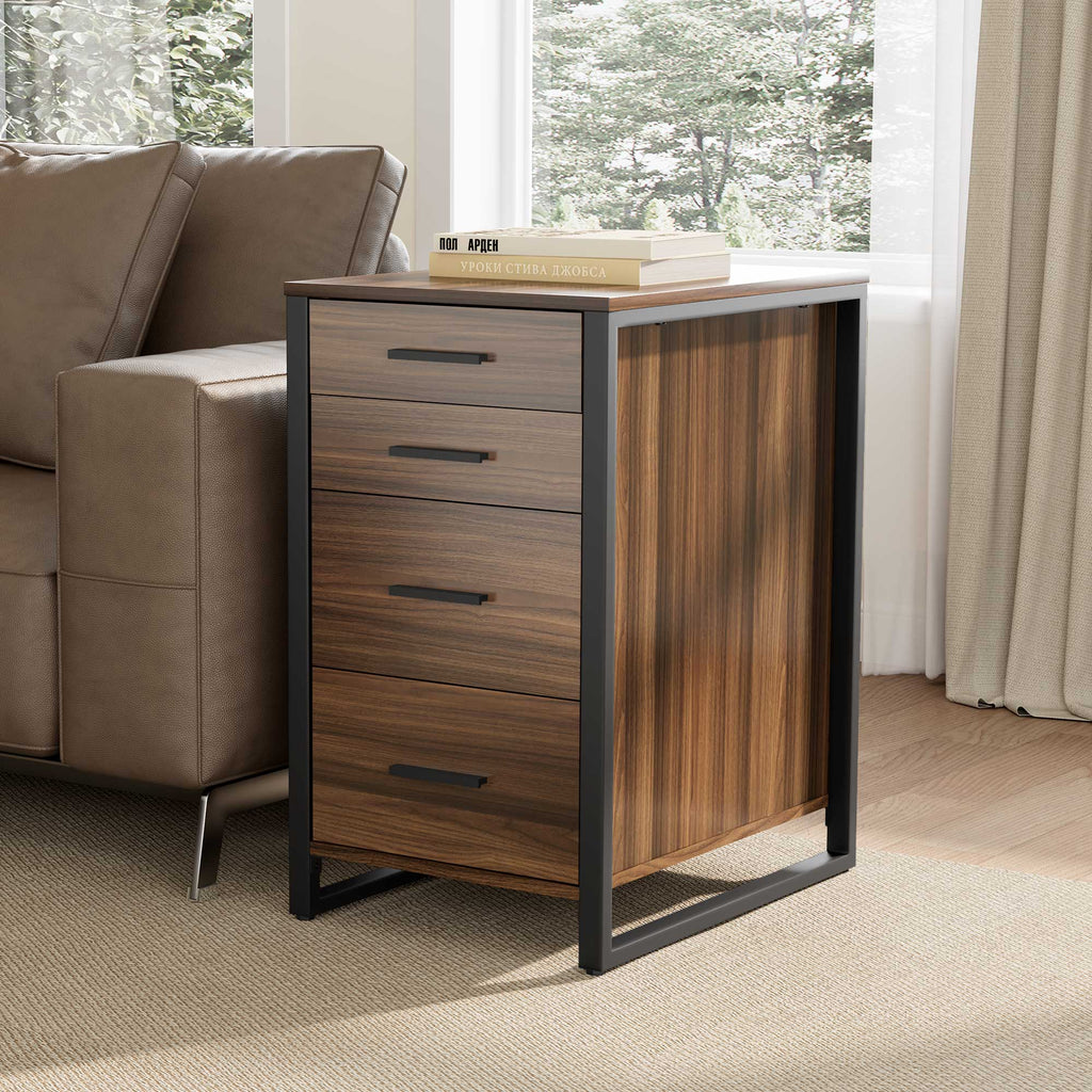 28'' Four-Drawer File Storage Cabinet, Walnut