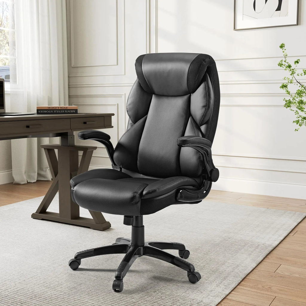 Faux Leather Home Office Chair - Ergonomic Cream