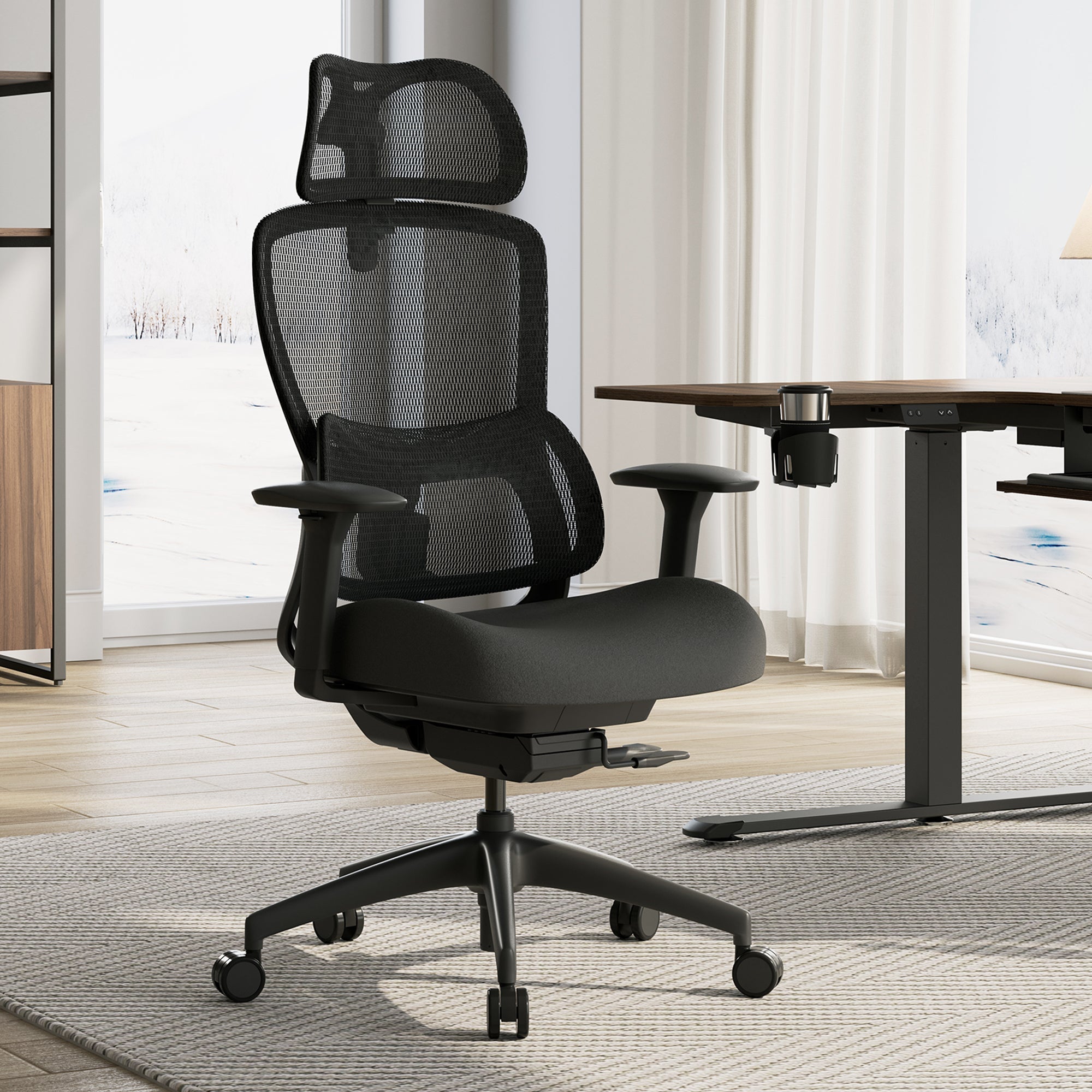 Ergonomic Office Chair - 3D Adaptive Lumbar Support Adjustable