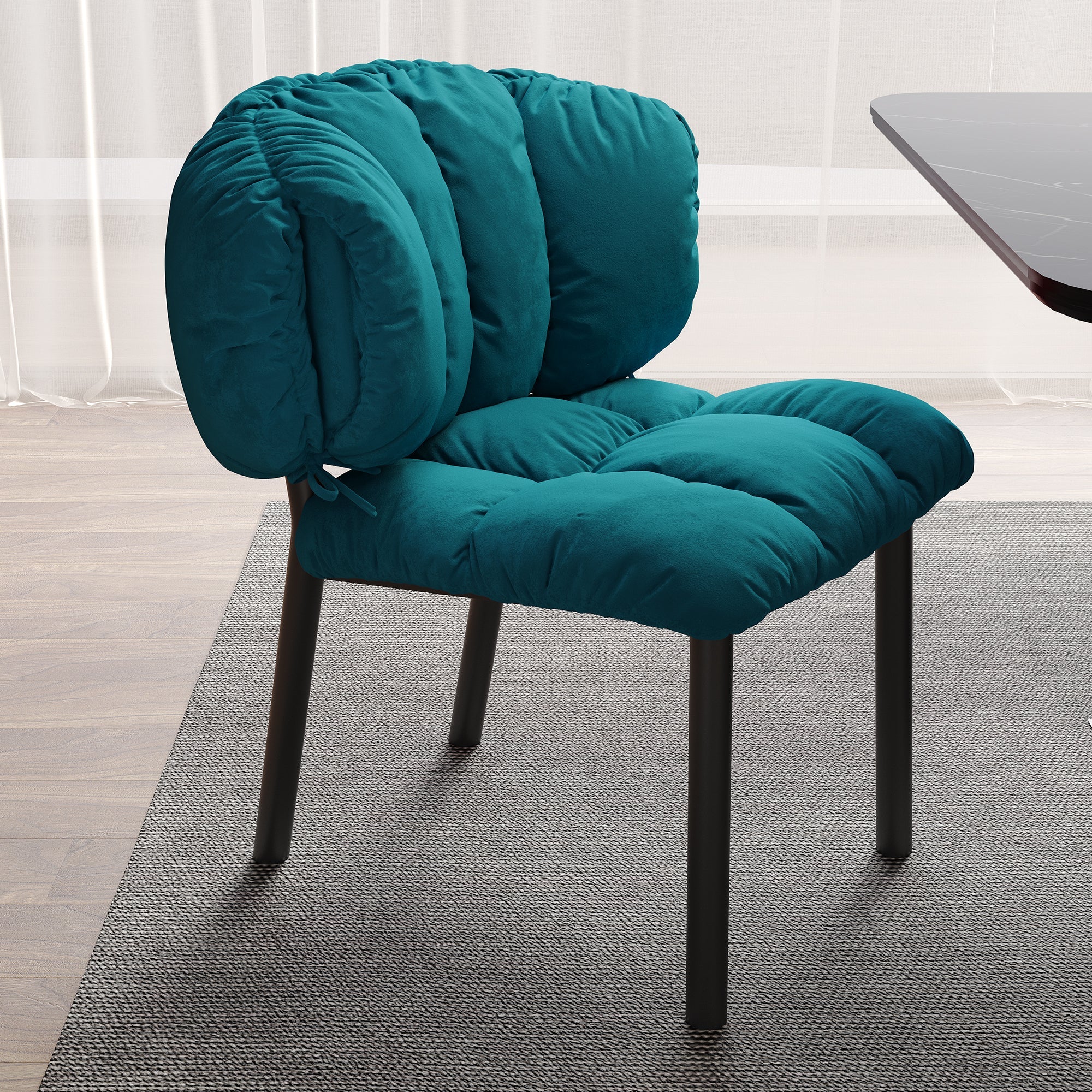 Velvet Dining Side Chair, Set of 1, Red and Green