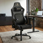 Ergonomic Gaming Chair with Footrest, Black and Yellow