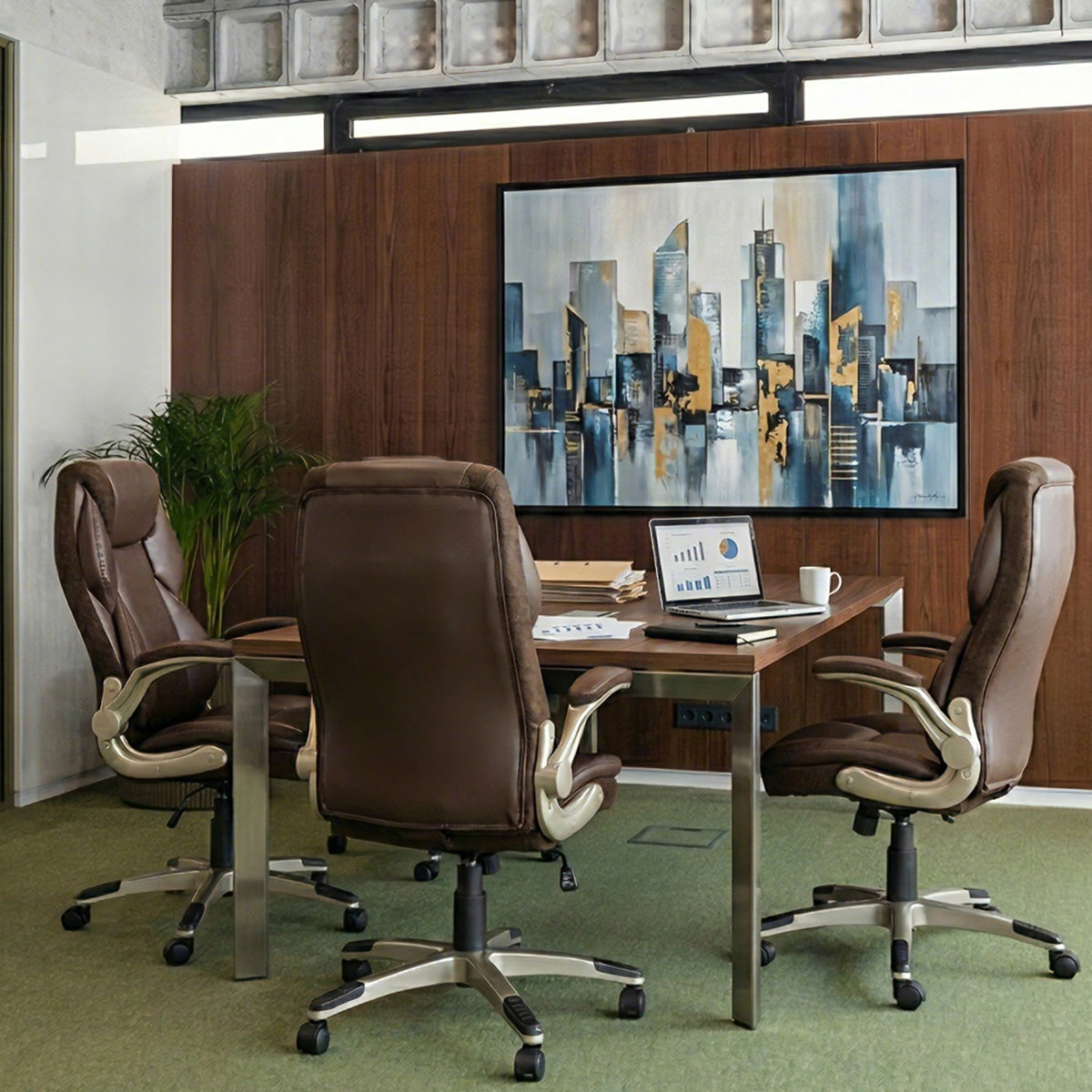 Faux Leather Home Office Chair - Ergonomic Cream