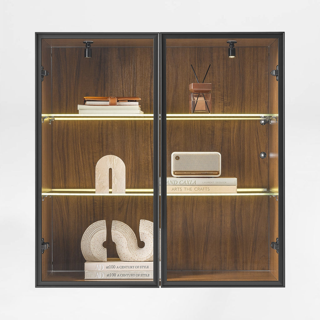 32 Wall Mounted Curio Cabinet with Glass Doors
