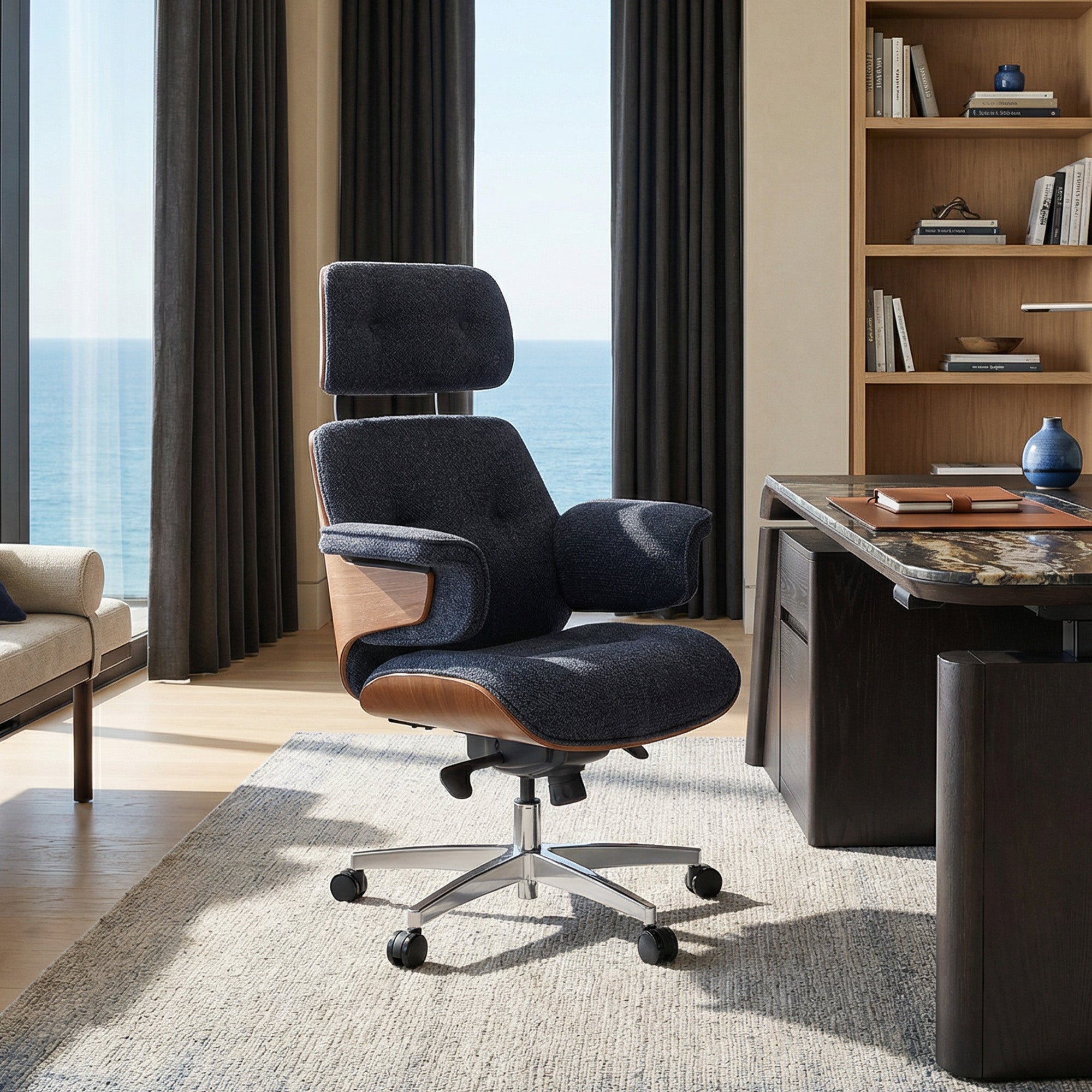 Genuine Leather Executive Office Chair - Classic Ergonomic Design