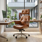 Genuine Leather Executive Office Chair - Classic Ergonomic Design