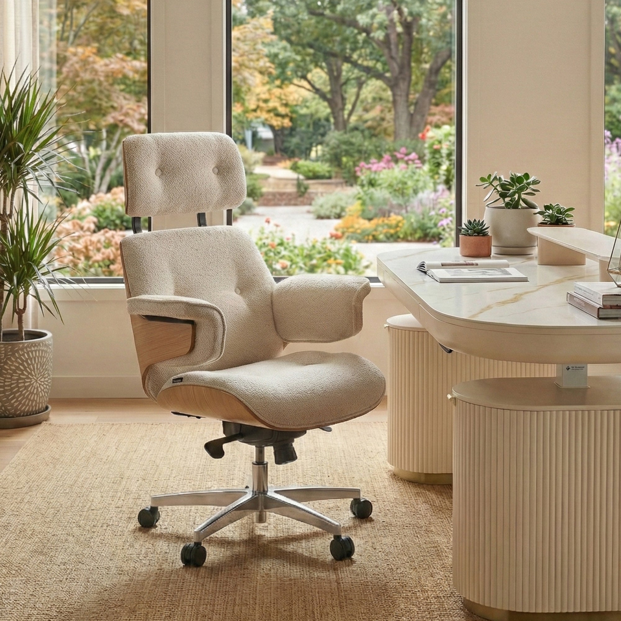 Genuine Leather Executive Office Chair - Classic Ergonomic Design