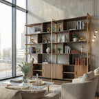 Wood Bookcase Cabinet with Bottom Storage and Adjustable Shelves
