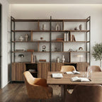 Wood Bookcase Cabinet with Bottom Storage and Adjustable Shelves