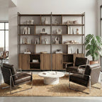 Wood Bookcase Cabinet with Bottom Storage and Adjustable Shelves