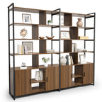 Wood Bookcase Cabinet with Bottom Storage and Adjustable Shelves