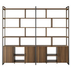 Wood Bookcase Cabinet with Bottom Storage and Adjustable Shelves