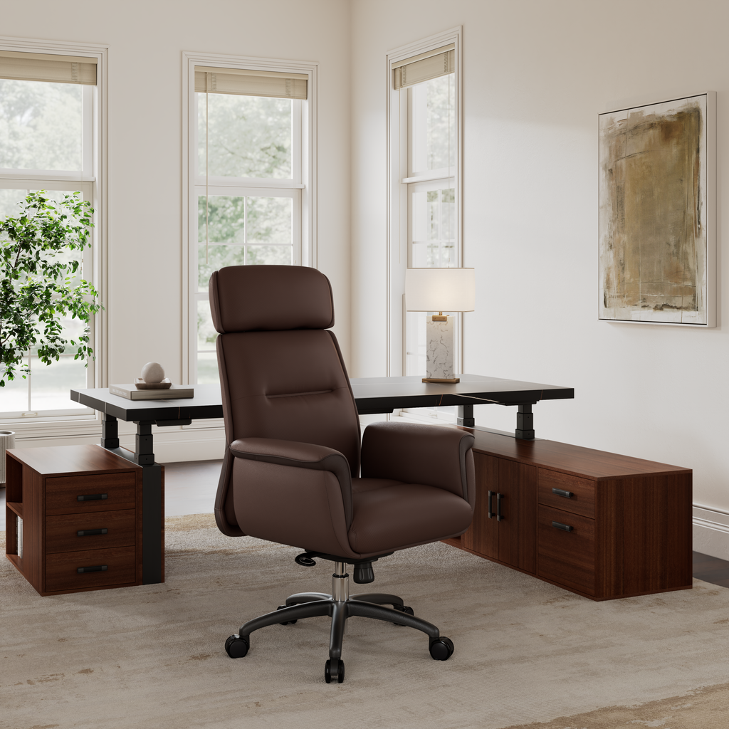 Microfiber Leather Executive Office Chair with Adjustable Headrest