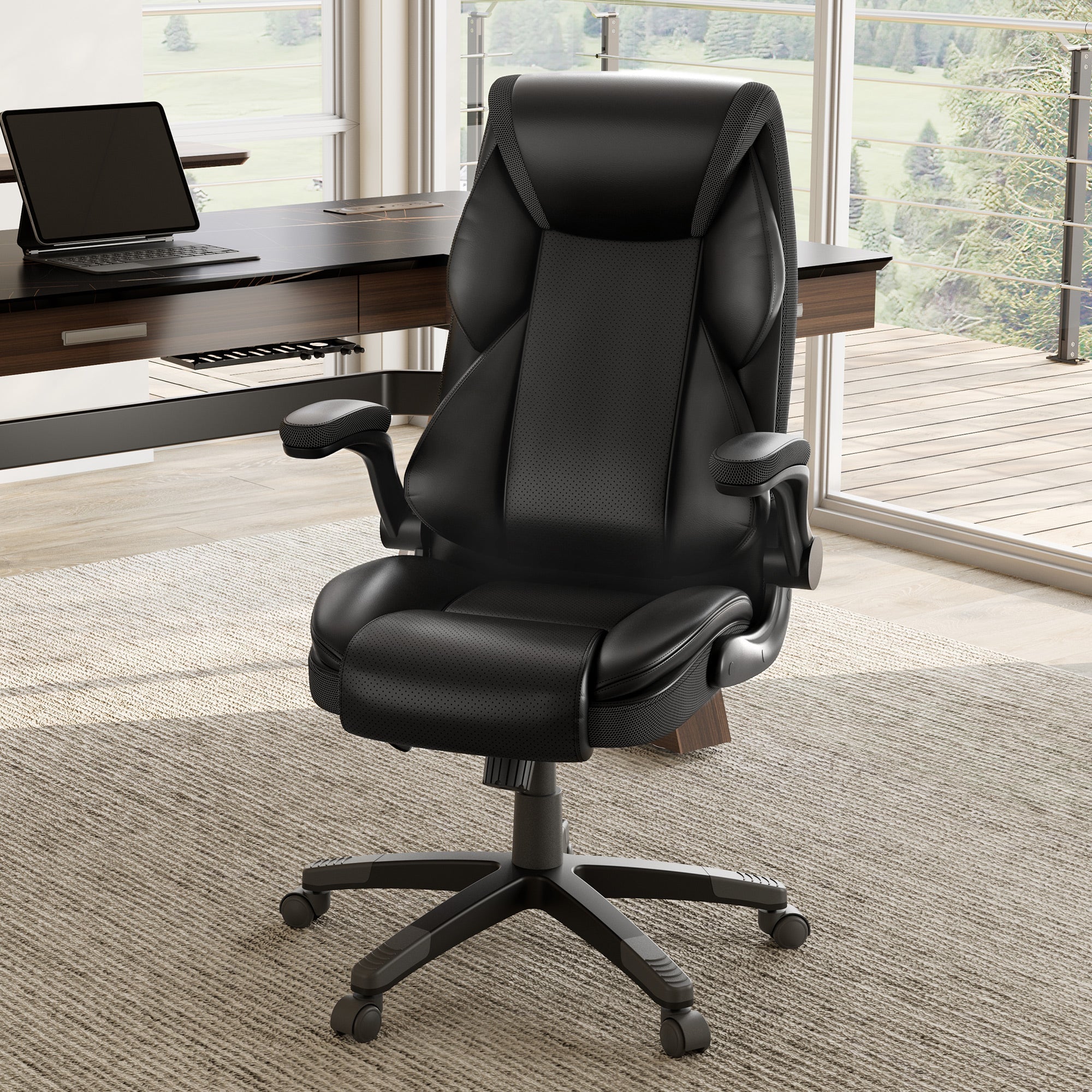 Faux Leather Home Office Chair - Ergonomic Cream