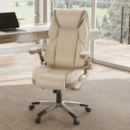 Faux Leather Home Office Chair - Ergonomic Cream