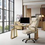 Faux Leather Home Office Chair - Ergonomic Cream