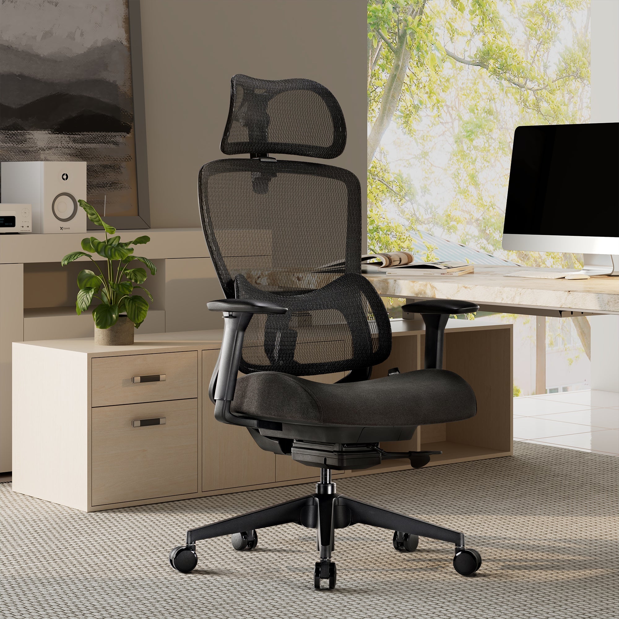 Ergonomic Office Chair - 3D Adaptive Lumbar Support Adjustable