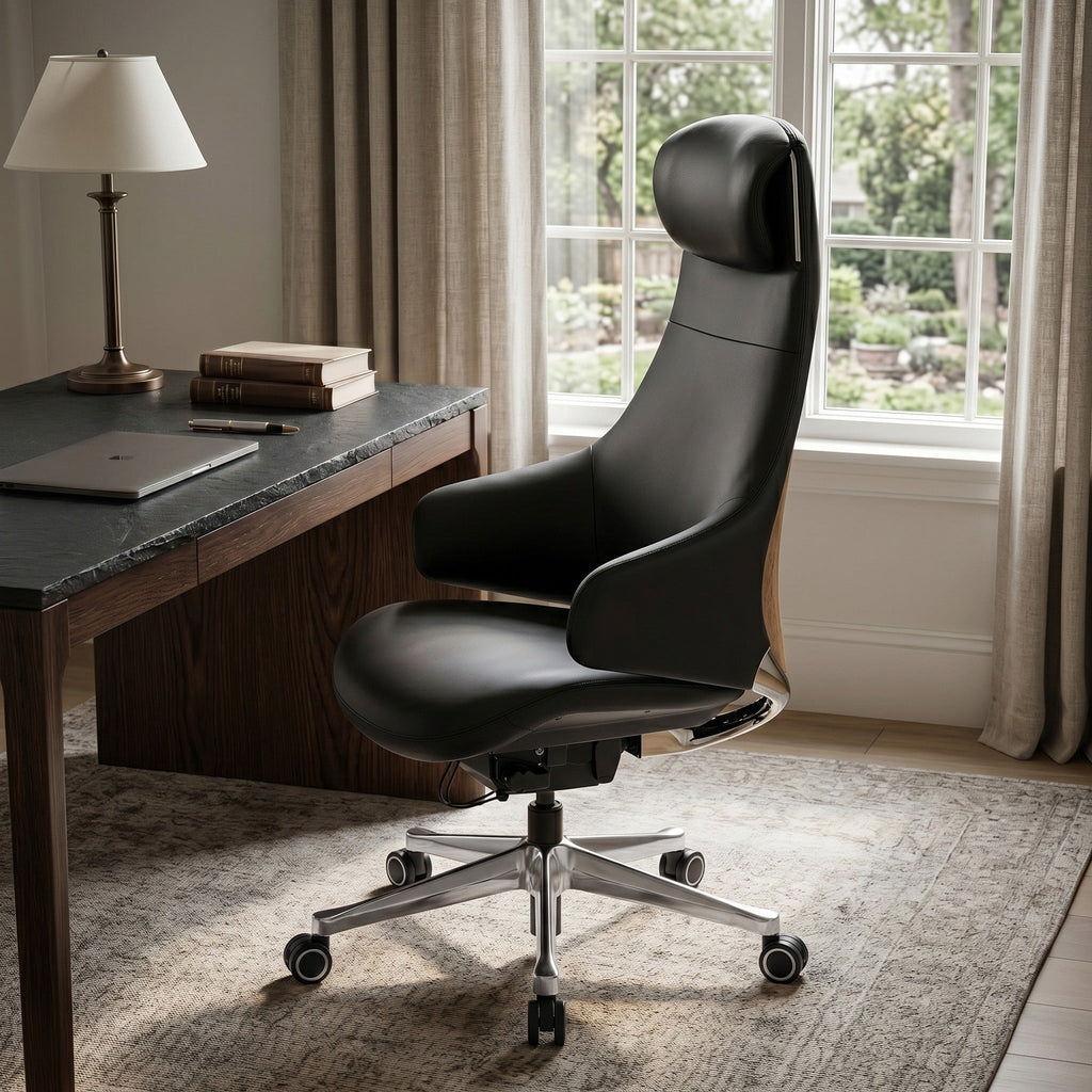 Napa Leather Executive Chair - Soft Curves Upholstered Frame