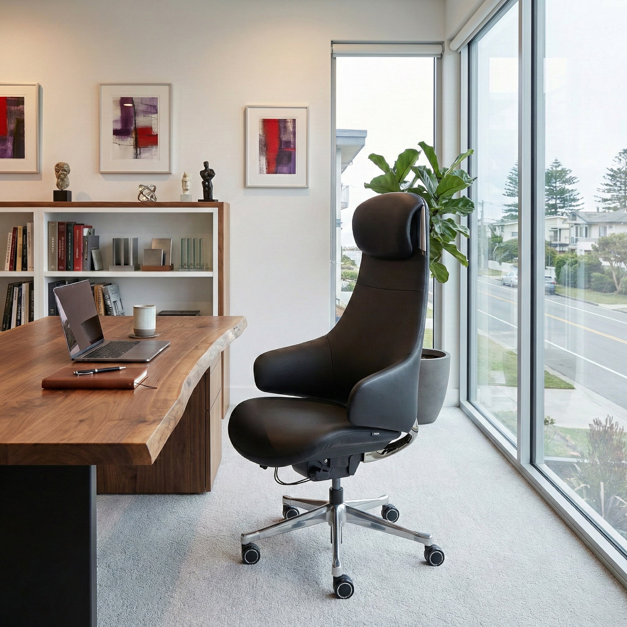 Napa Leather Executive Chair - Soft Curves Upholstered Frame