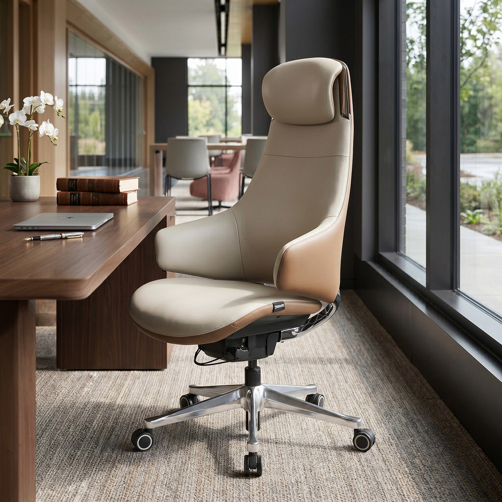 Napa Leather Executive Chair - Soft Curves Upholstered Frame