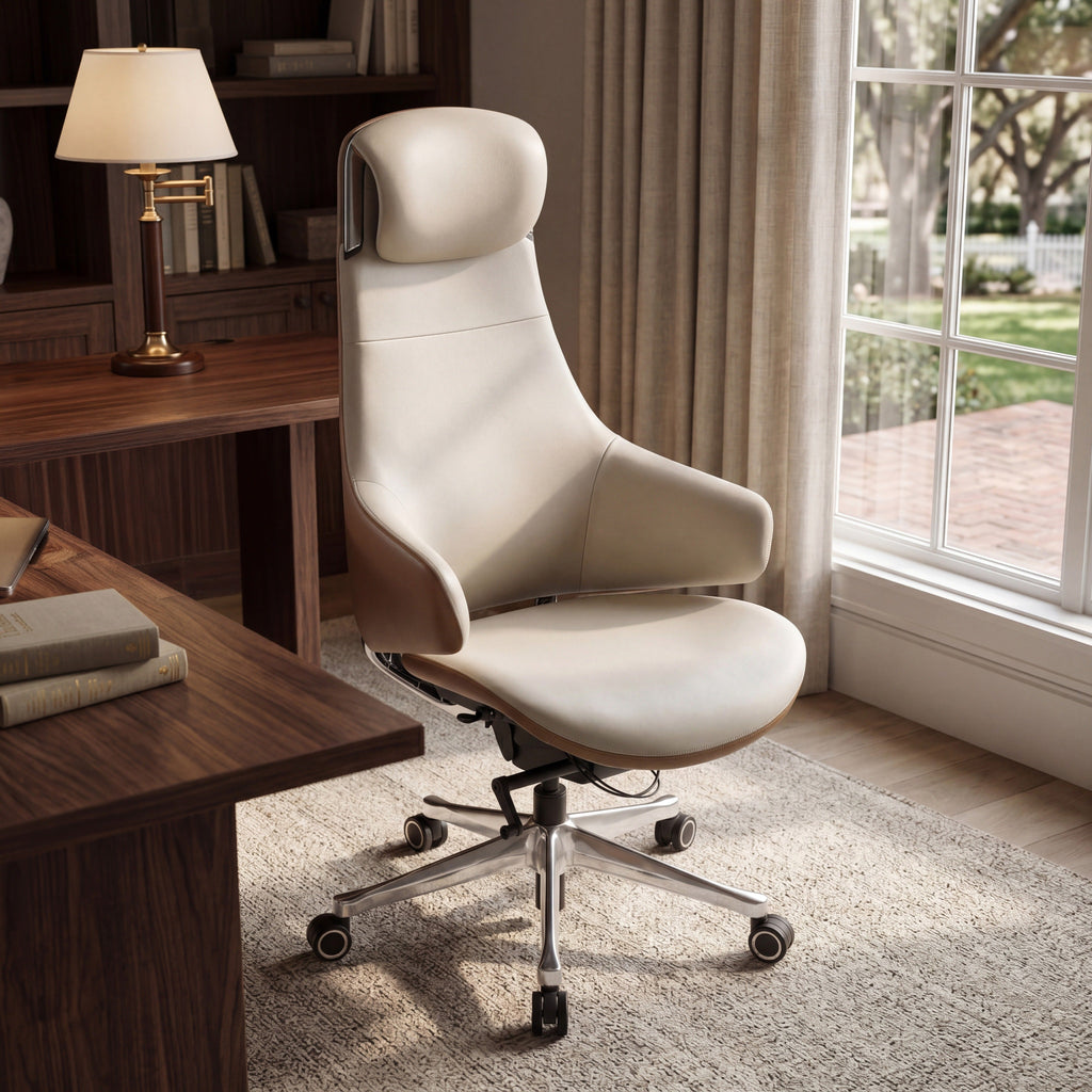 Napa Leather Executive Chair - Soft Curves Upholstered Frame