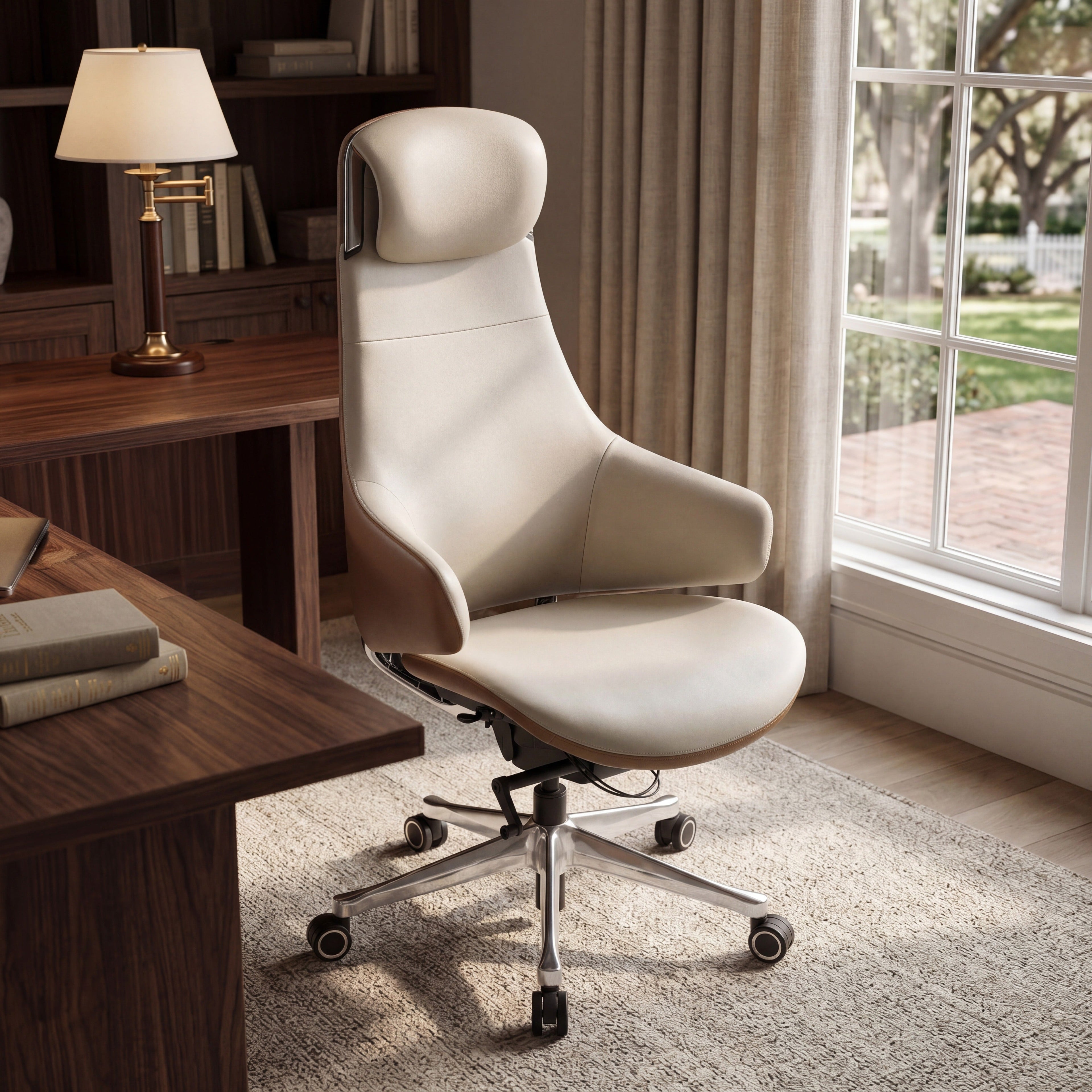 Napa Leather Executive Chair - Soft Curves Upholstered Frame