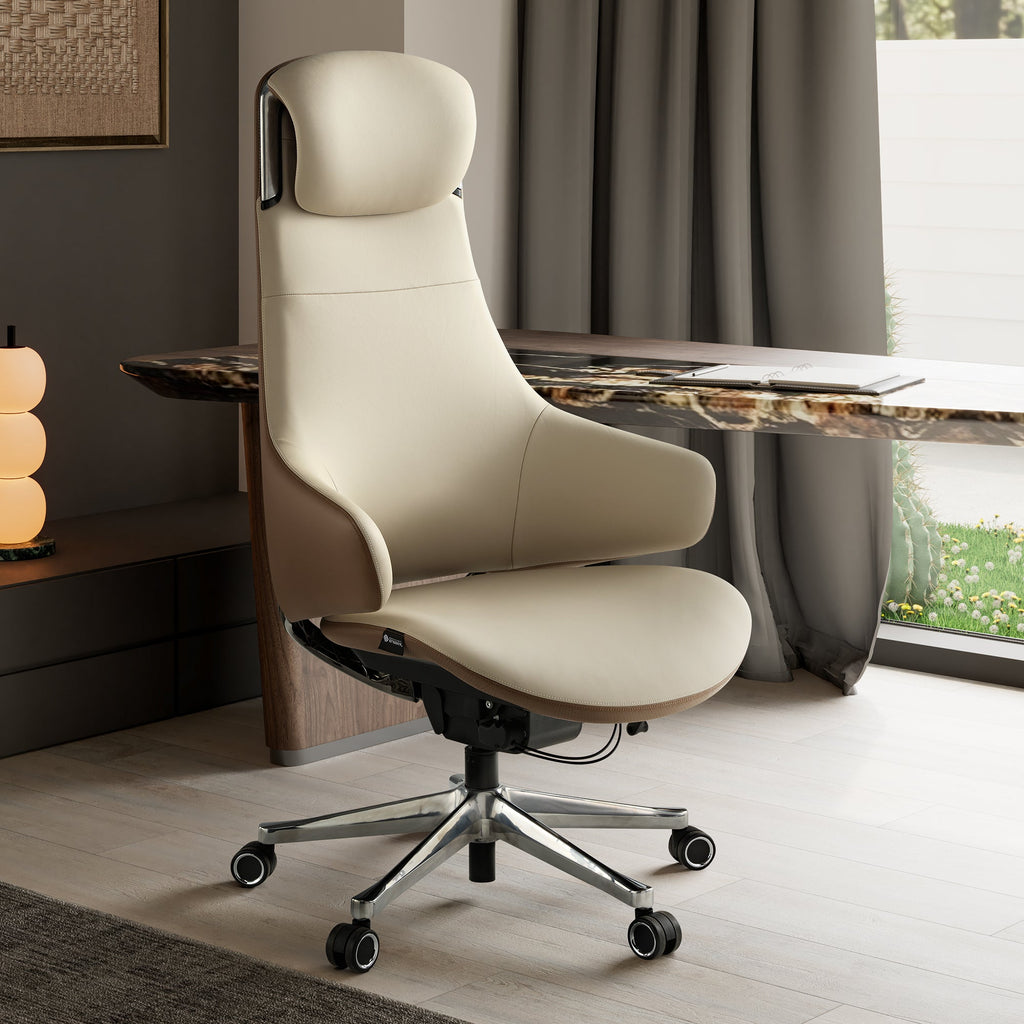 Napa Leather Executive Chair - Soft Curves Upholstered Frame