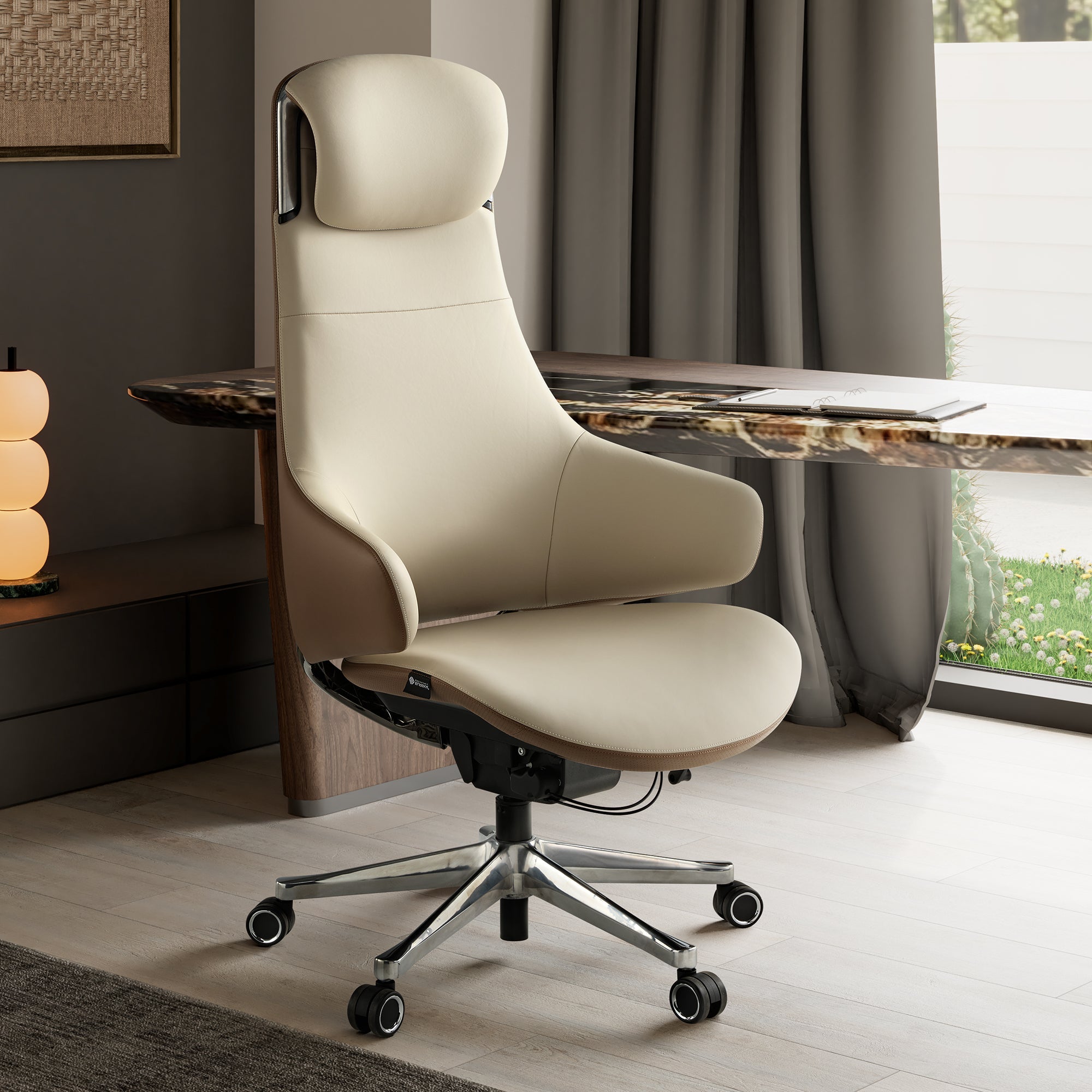 Napa Leather Executive Chair - Soft Curves Upholstered Frame