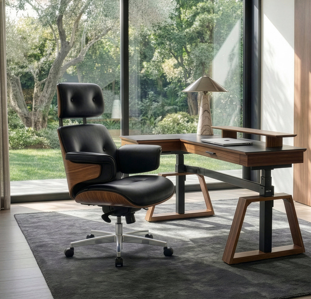 Genuine Leather Executive Office Chair - Classic Ergonomic Design