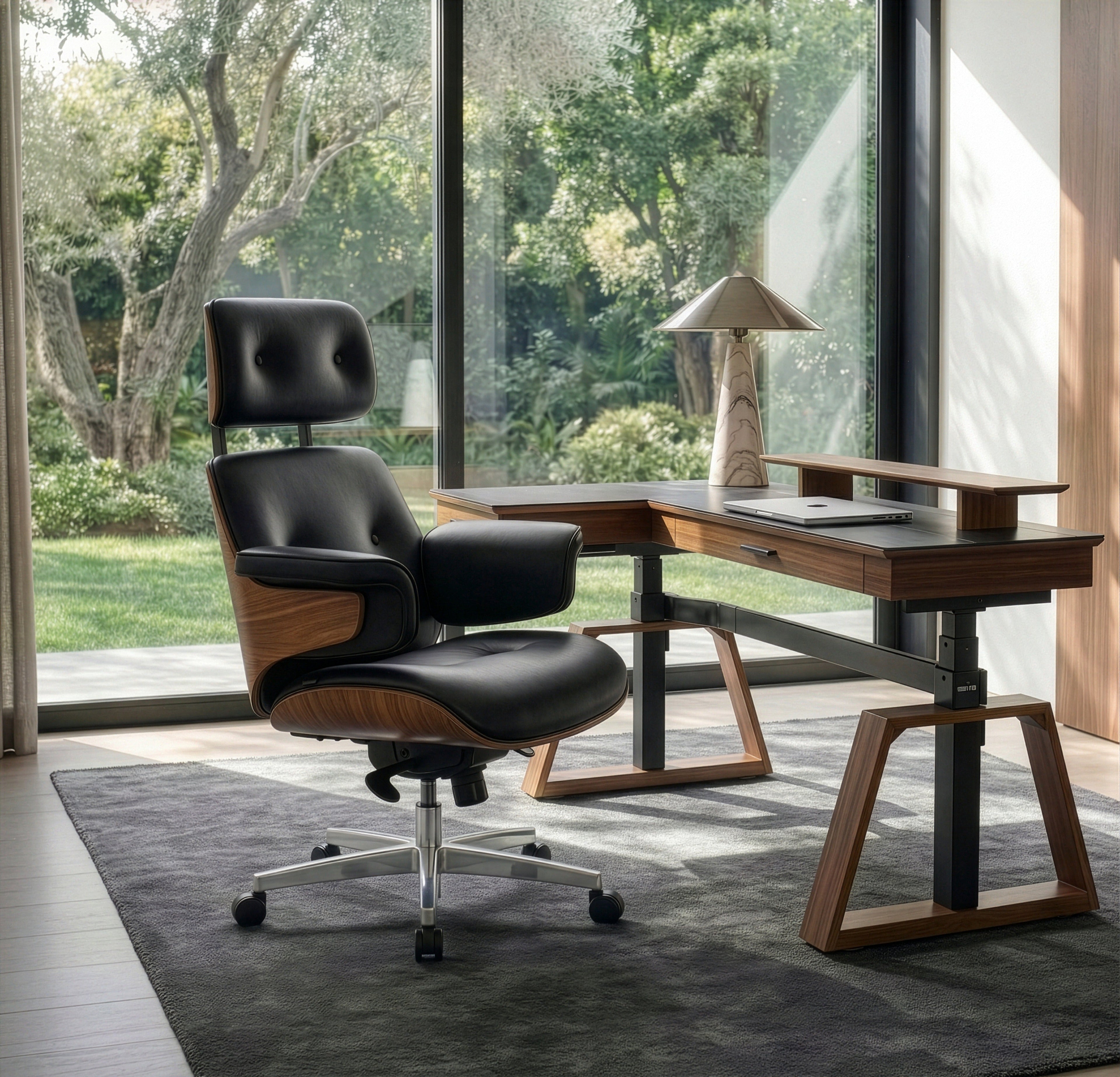Genuine Leather Executive Office Chair - Classic Ergonomic Design