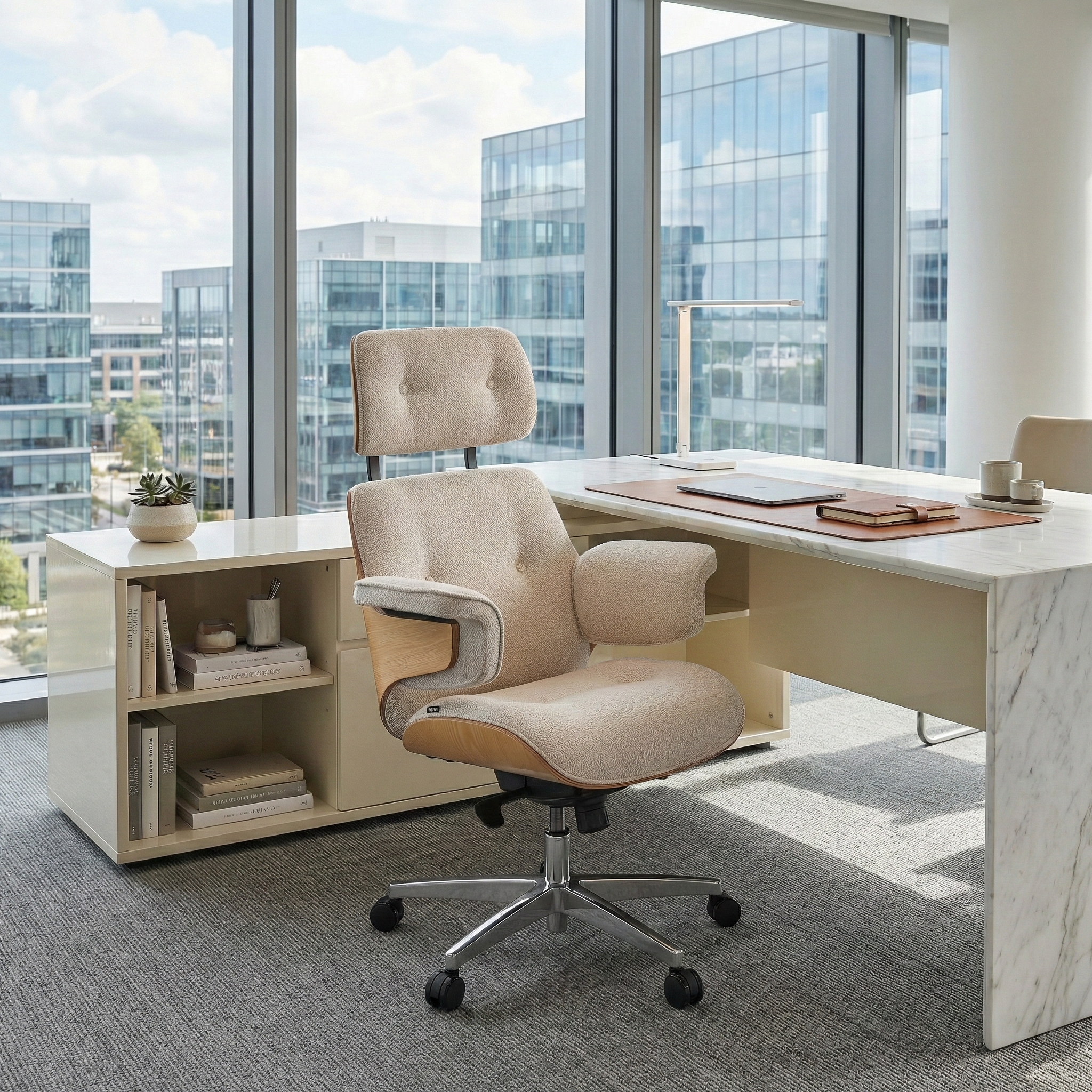 Genuine Leather Executive Office Chair - Classic Ergonomic Design