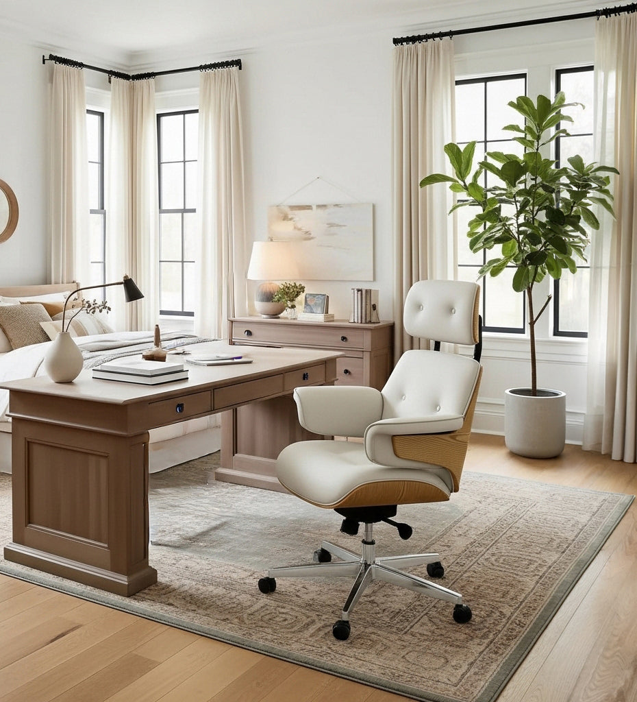 Genuine Leather Executive Office Chair - Classic Ergonomic Design