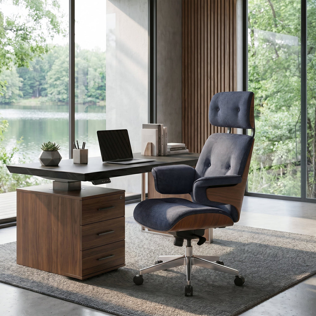 Genuine Leather Executive Office Chair - Classic Ergonomic Design
