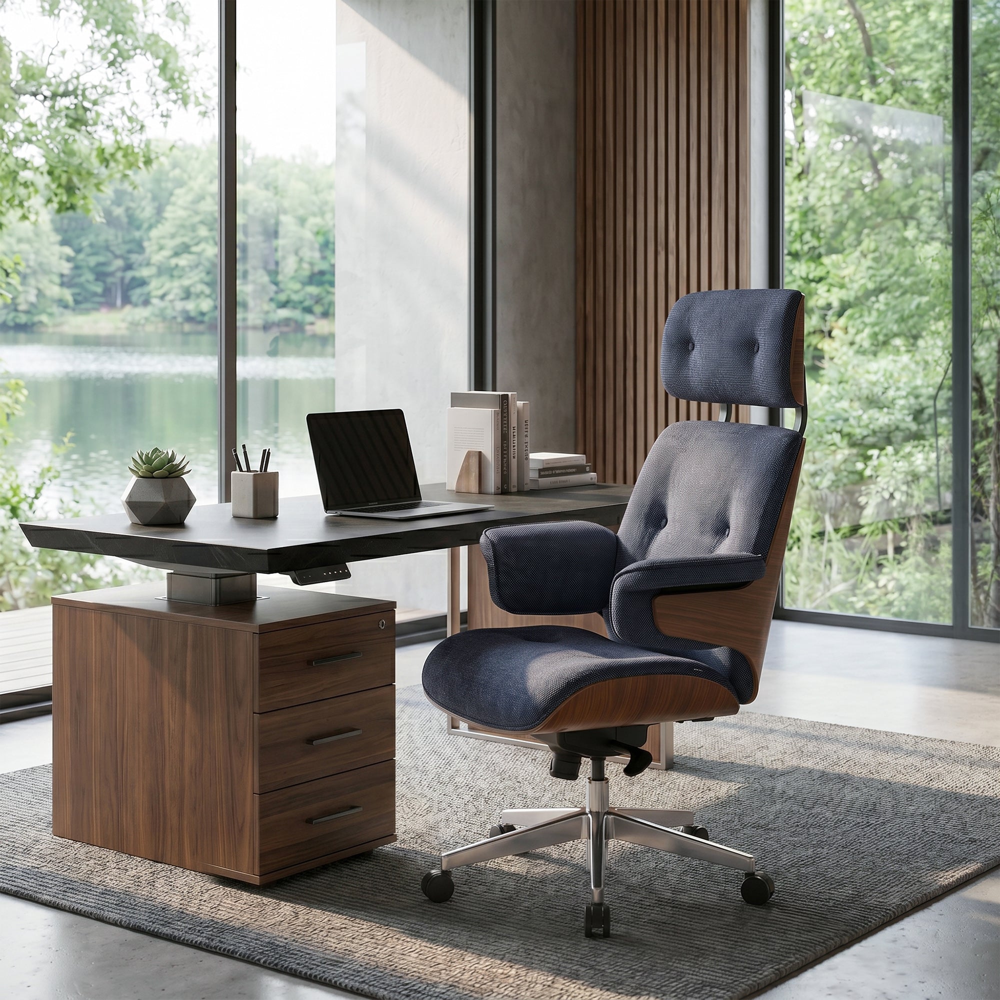 Genuine Leather Executive Office Chair - Classic Ergonomic Design
