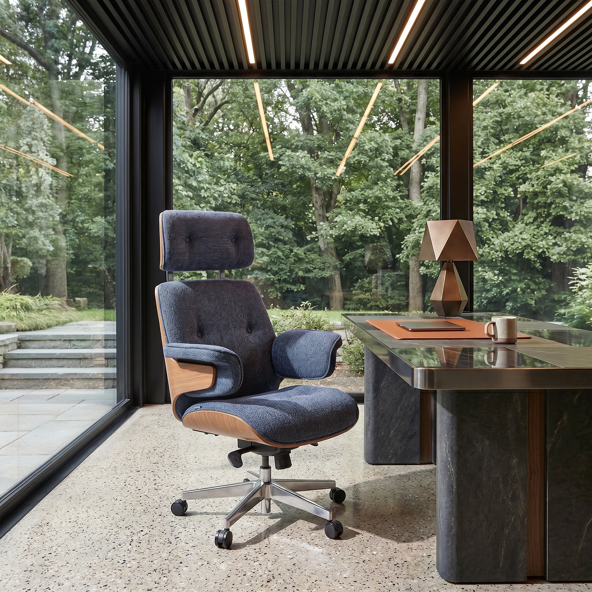 Genuine Leather Executive Office Chair - Classic Ergonomic Design