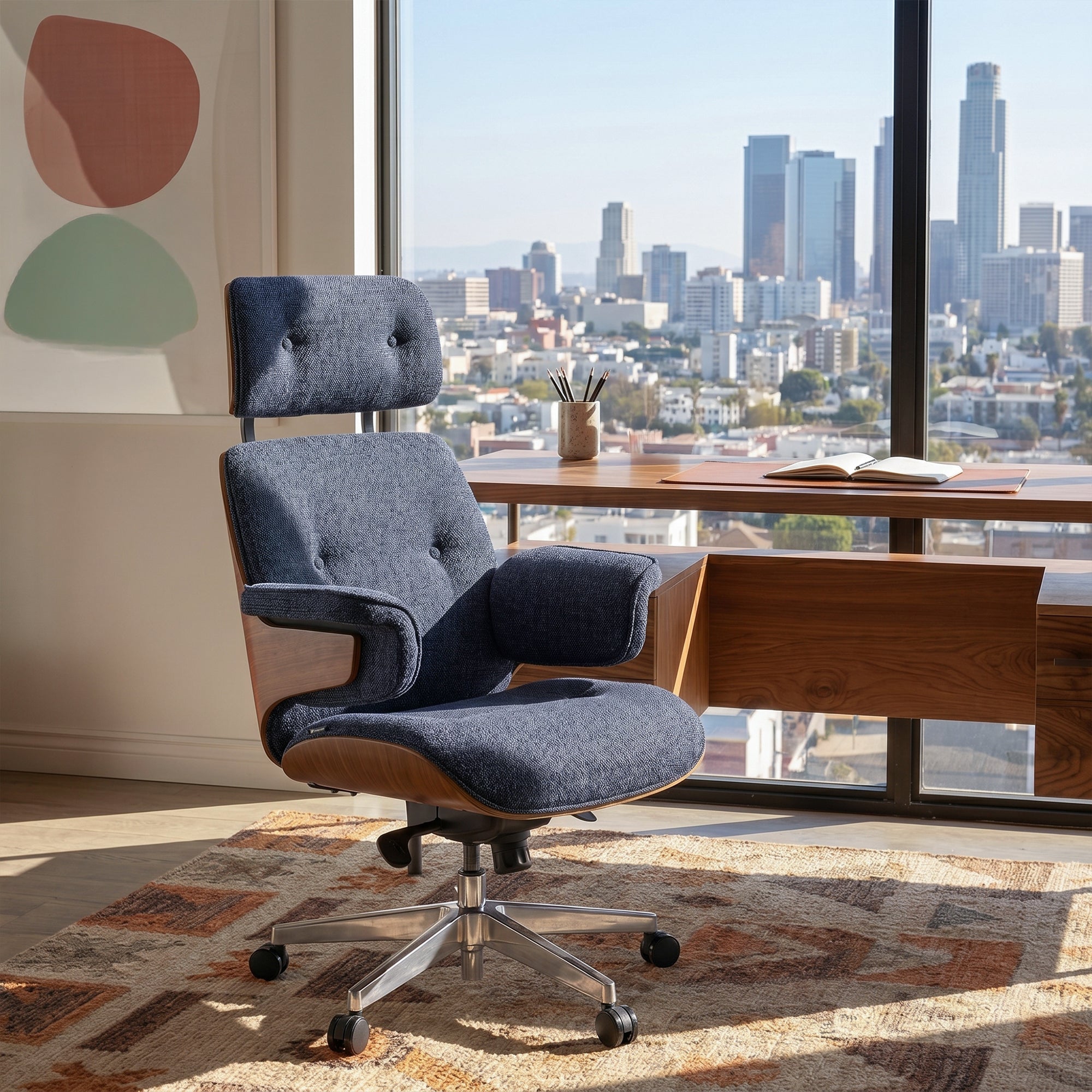 Genuine Leather Executive Office Chair - Classic Ergonomic Design