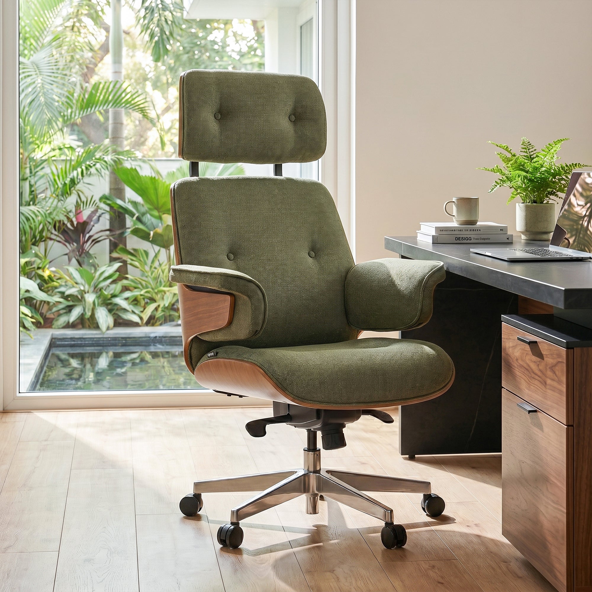 Genuine Leather Executive Office Chair - Classic Ergonomic Design