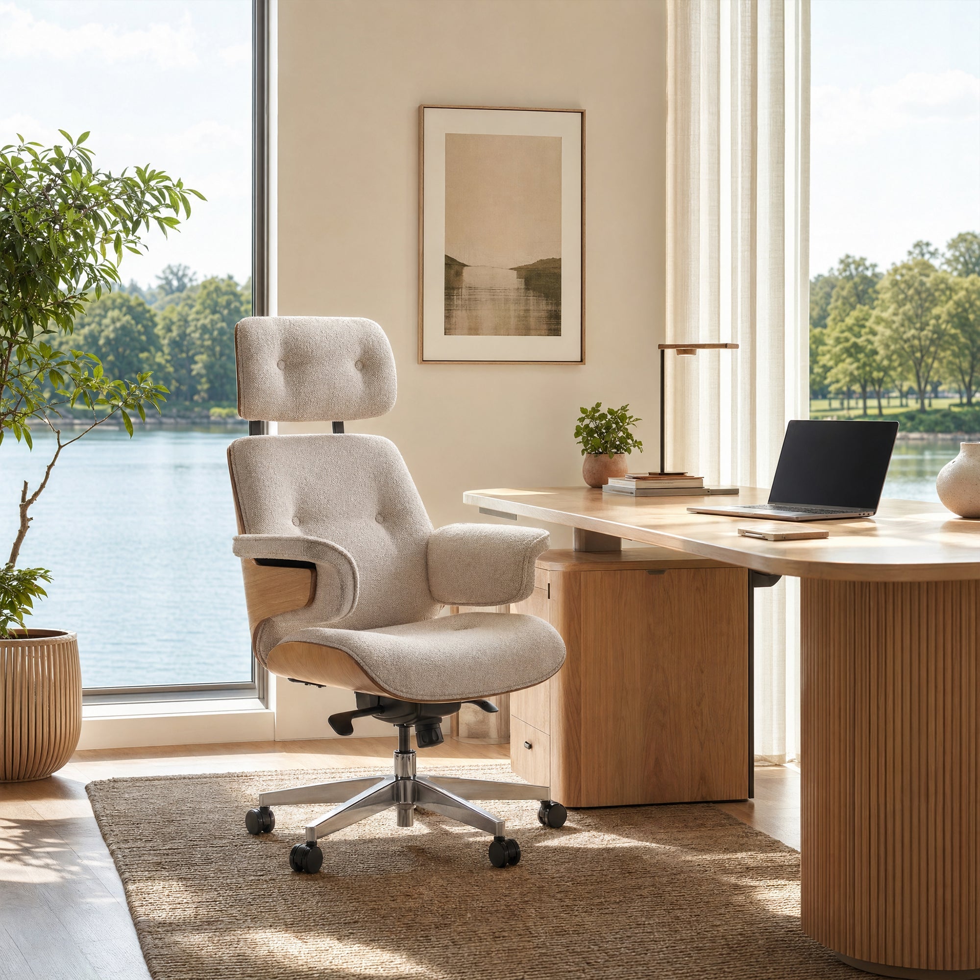 Genuine Leather Executive Office Chair - Classic Ergonomic Design
