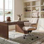 Genuine Leather Executive Office Chair - Classic Ergonomic Design