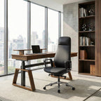 Solid Wood Arm Task Office Chair - Retro PU Leather