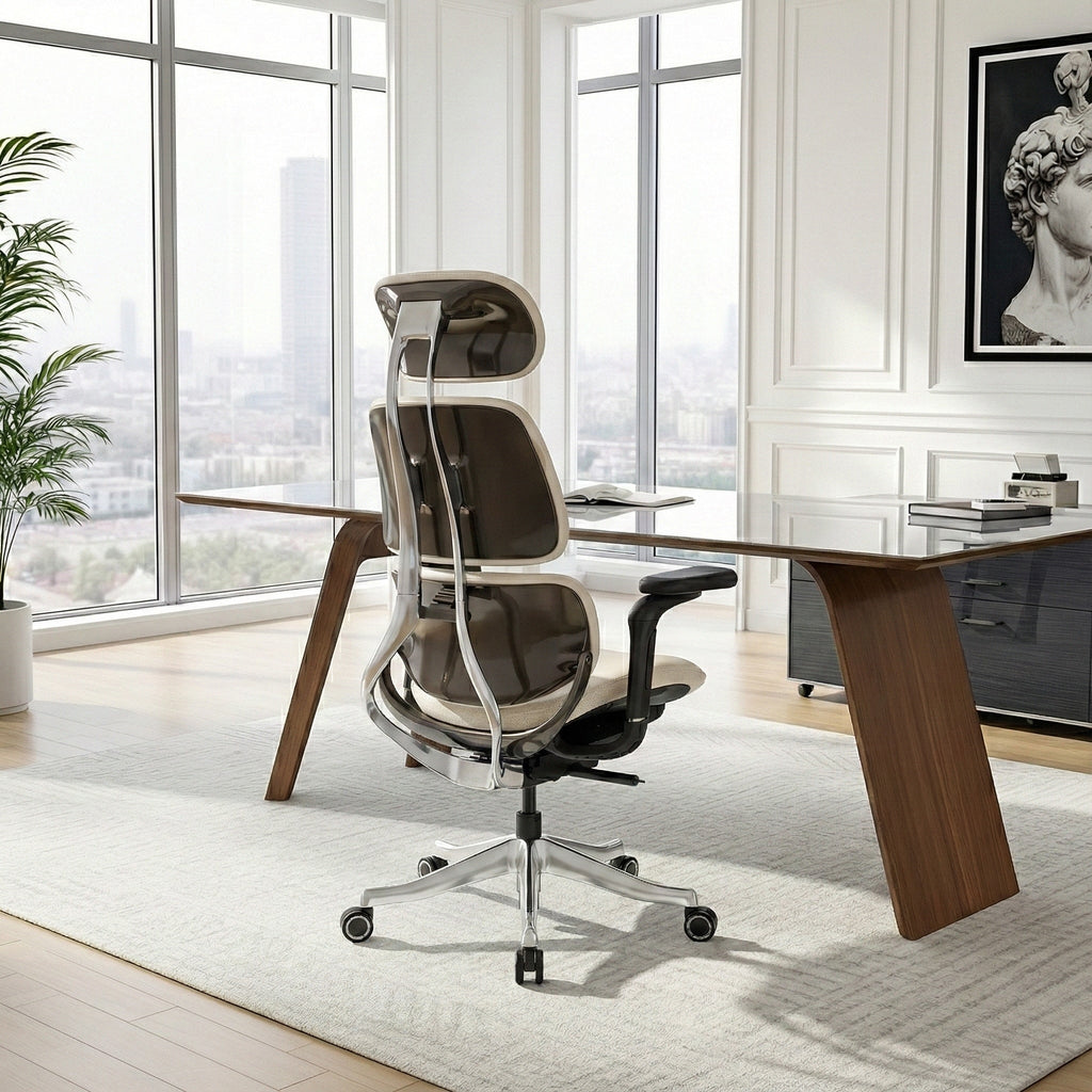 Ergonomic Executive Office Chair - PU Leather 4D Armrests Self-Adapting