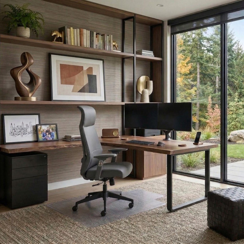 Microfiber Leather Office Chair - Dual-Layer Contoured Ergonomic