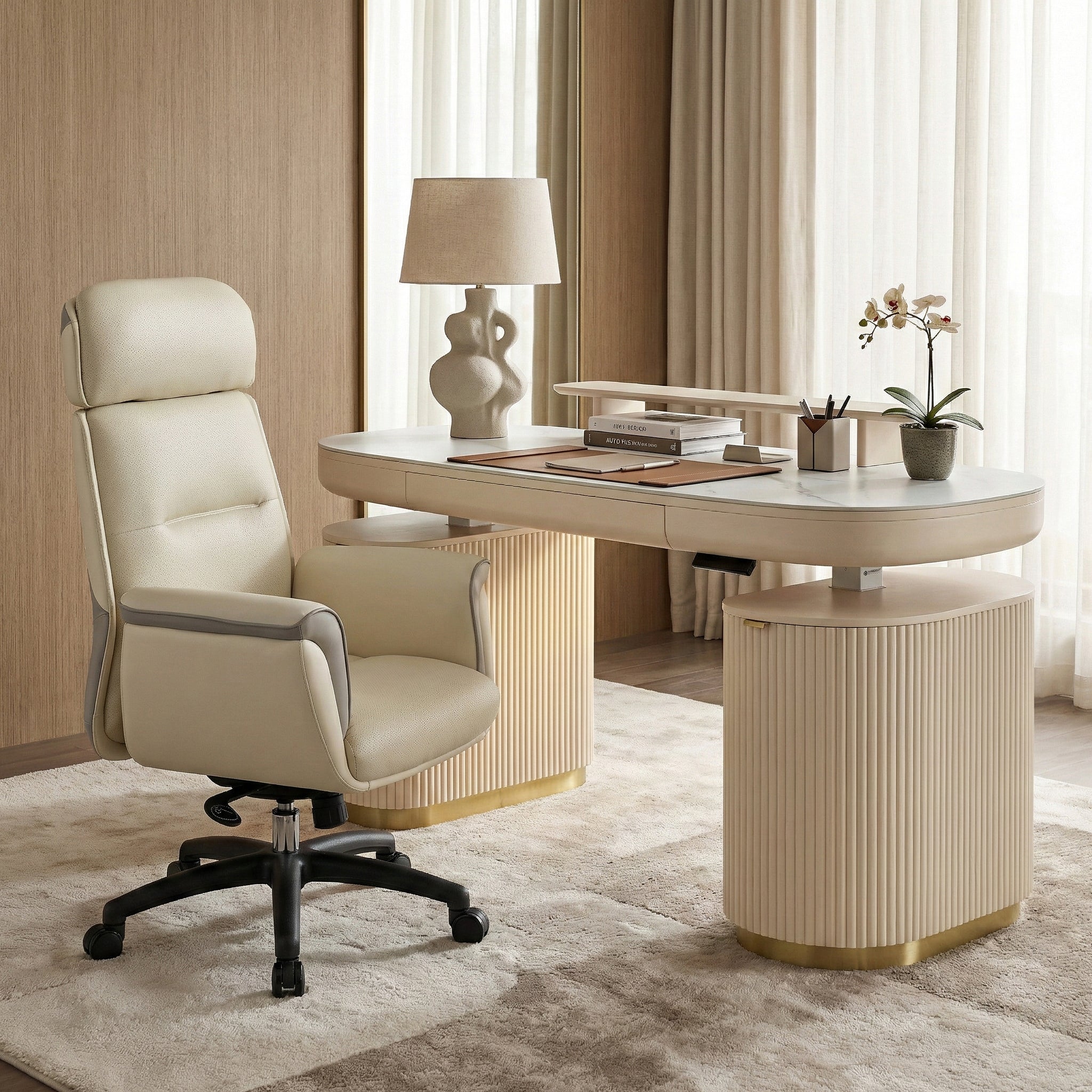 Microfiber Leather Executive Office Chair with Adjustable Headrest