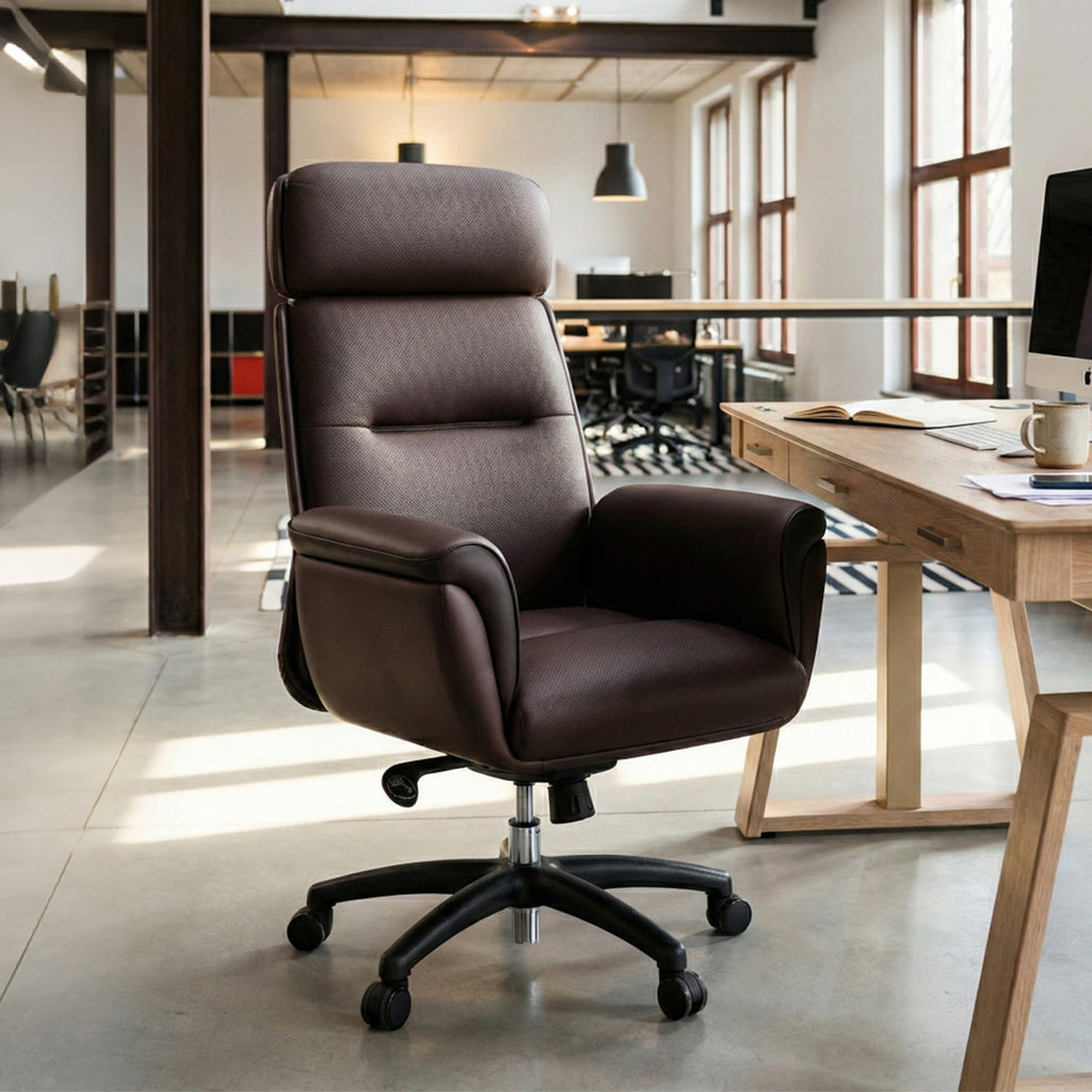 Microfiber Leather Executive Office Chair with Adjustable Headrest