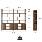 Wood Bookcase Cabinet with Bottom Storage and Adjustable Shelves
