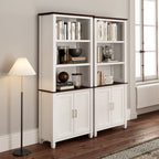 71'' Display Bookshelf with Storage Cabinet, Wave Pattern, White