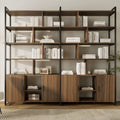 Wood Bookcase Cabinet with Bottom Storage and Adjustable Shelves