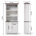 71'' Display Bookshelf with Storage Cabinet, Wave Pattern, White